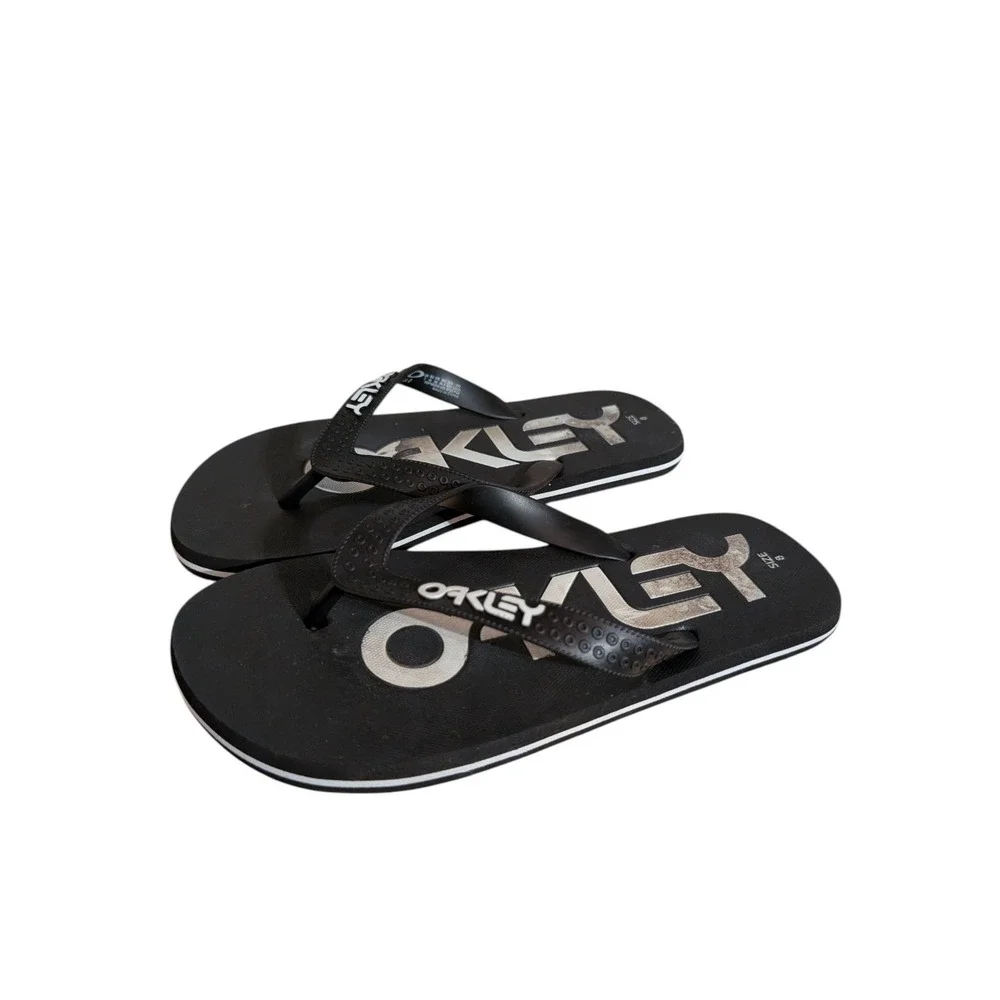 Mens Oakley Flip Flops College Black Out 8 Summer Sandals